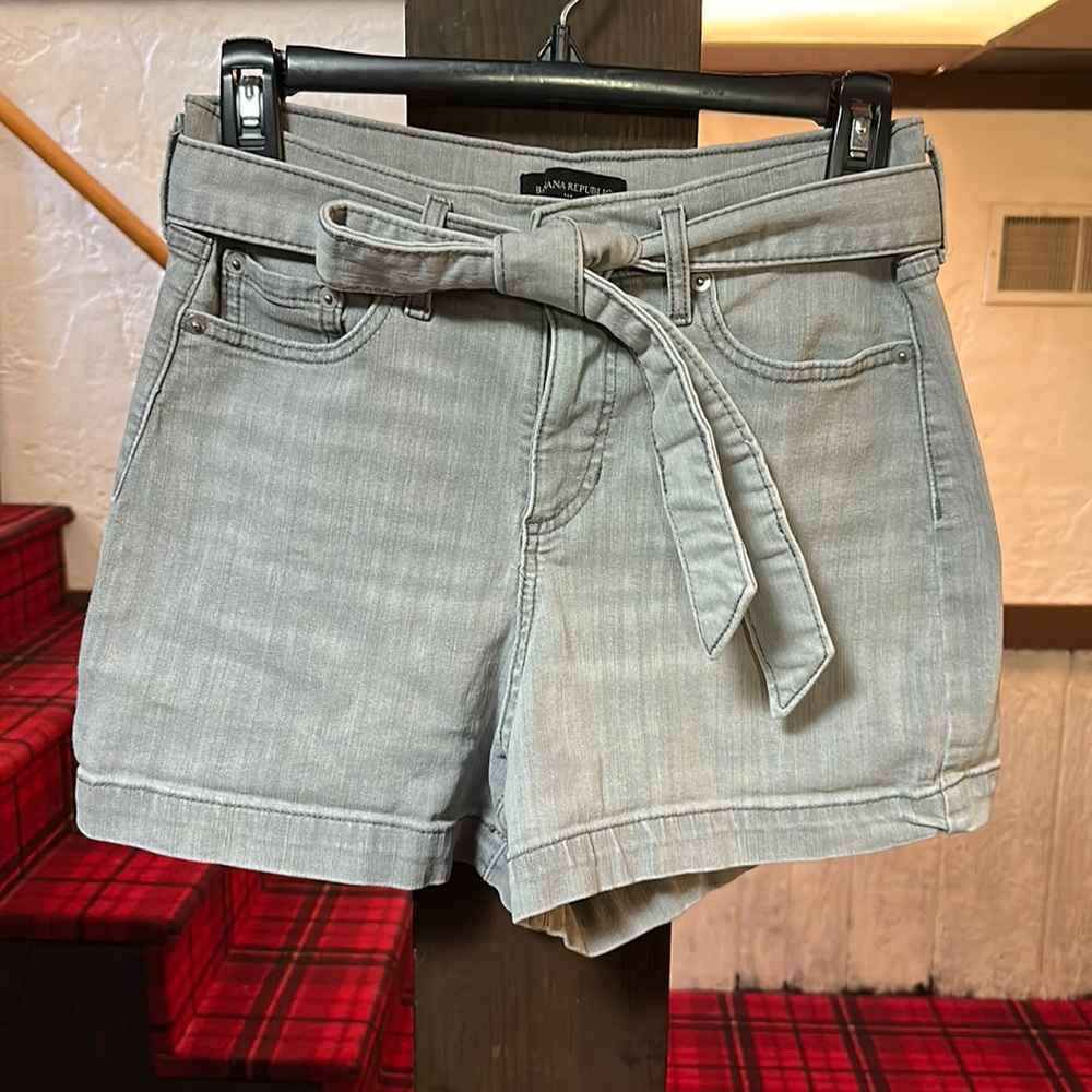 Grey Denim Banana Republic Shorts with Tie Belt